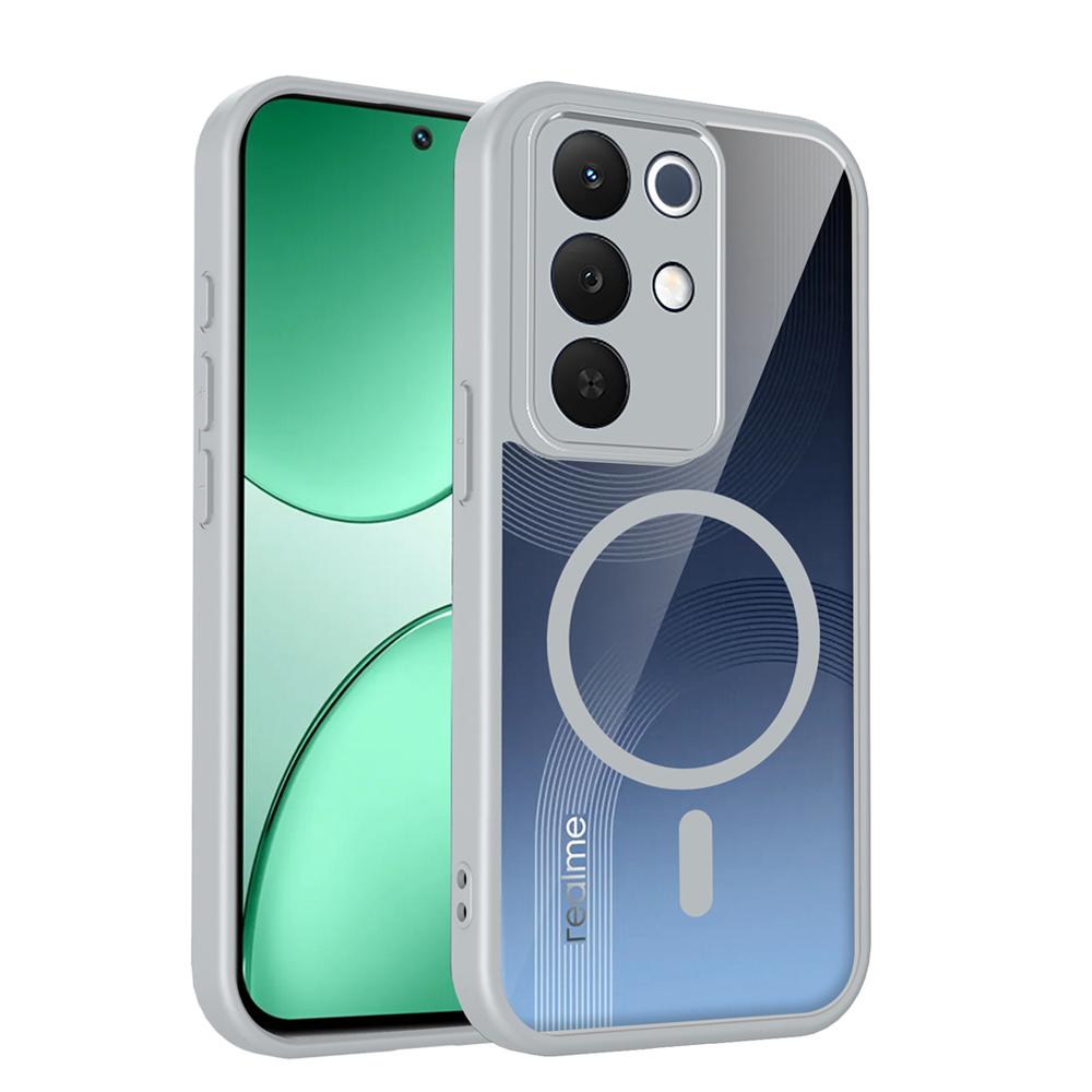 KEYSION Transparent Magnetic Phone Case for Realme C85 5G Soft Silicone+PC HD Clear Shockproof Back Cover for OPPO Realme C85
