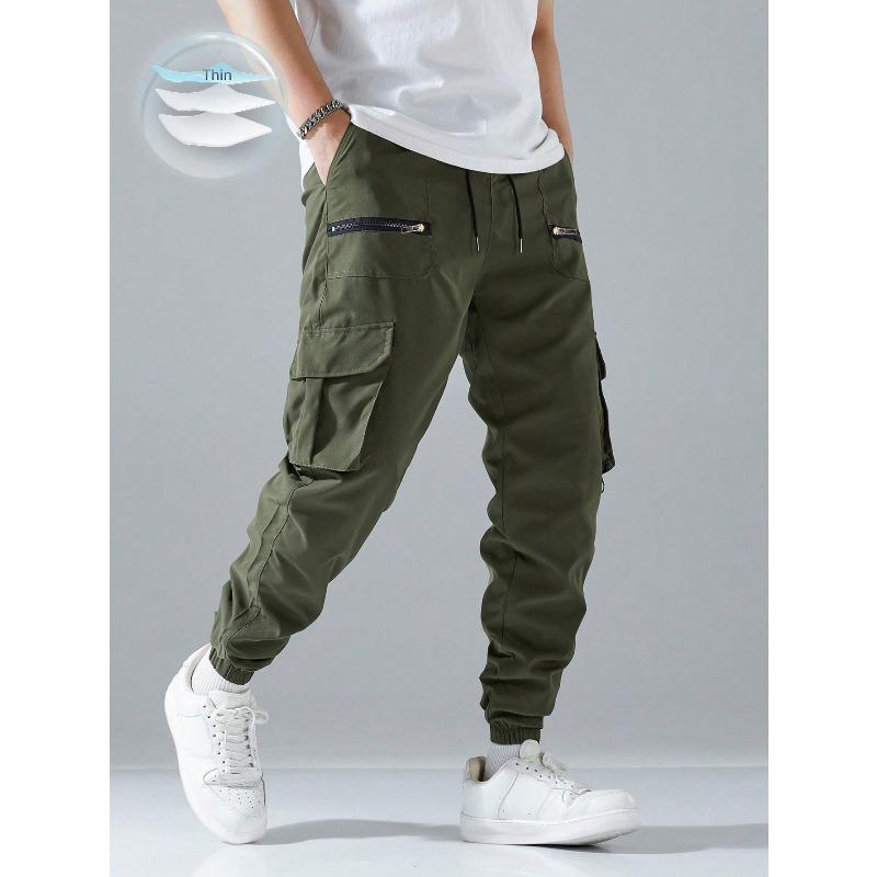 Autumn New Tied Tote Overalls Men's Trend Versatile Outdoor Multi-bag Pants Men's Summer Thin Casual Sweatpants
