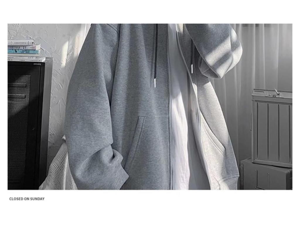 Herren Übergröße Fleecegefütterter Reißverschluss-Hoodie für Herbst und Winter