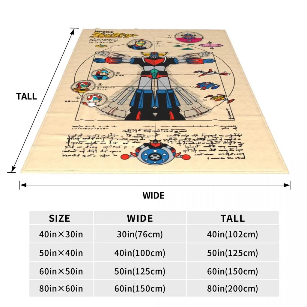 Anime UFO Robot Grendizer Goldorak Blanket Merch Room Decorative Goldrake Japan Robots Throw Blankets Warm Fleece for Couch
