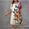 Summer Ladies 3D Printed Short Sleeve Dress Fashion Versatile Trend Breathable Casual