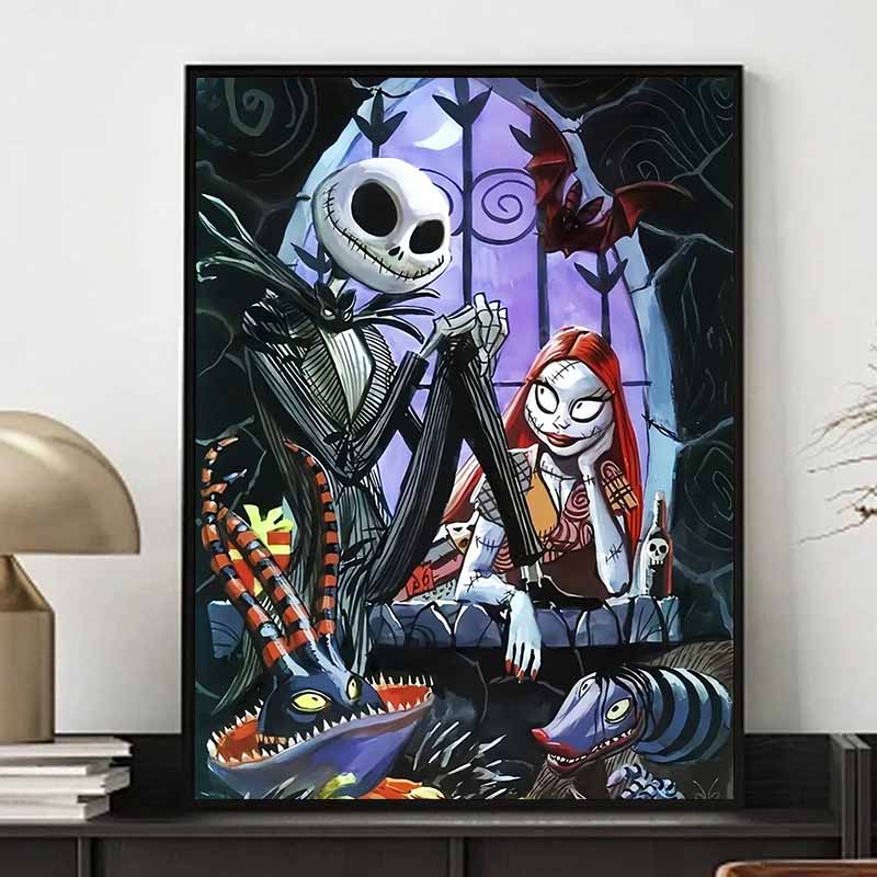 Disney Diamond Painting Jack Sally Dark Fairy Tale Illustration 5D Diamond Painting Art Embroidery Cross Stitch Room Decoration