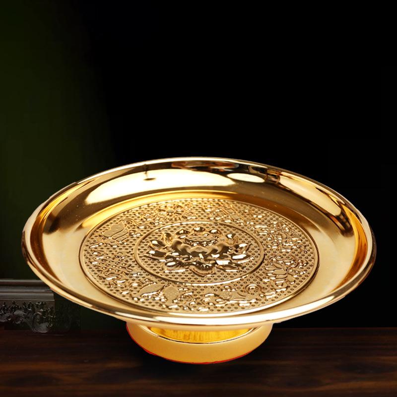 Fruchtschale Opferlegierung Fruchtschale Opfergabe Buddha Lotus Guanyin Tribut Buddhistische Opferplatte Figur Kunstwerk Handwerk