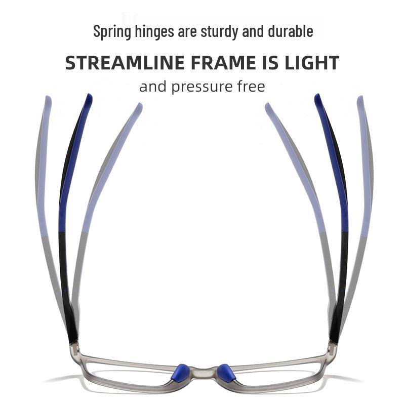 Ultra-Light TR90 Anti-Blue Light Reading Glasses for Middle-aged and Elderly – Sports Style, High Definition Eye Protection for Men.