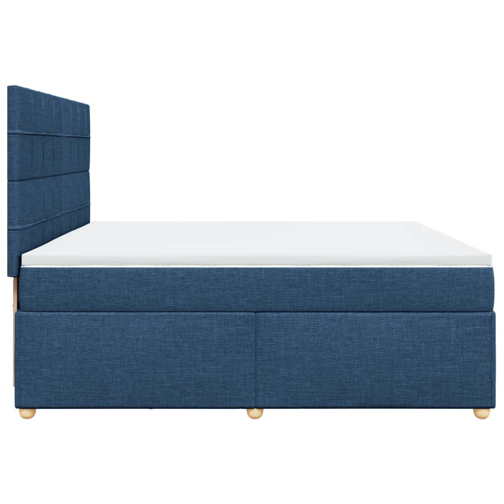 Box Spring Bed with Mattress Blue 200x200 Cm Fabric