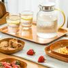 Wood Grain Plastic Serving Tray & Bowl Set,Multi-Shape Reusable Tableware for Fruit,Snack & Kitchen Storage with Storage Holder