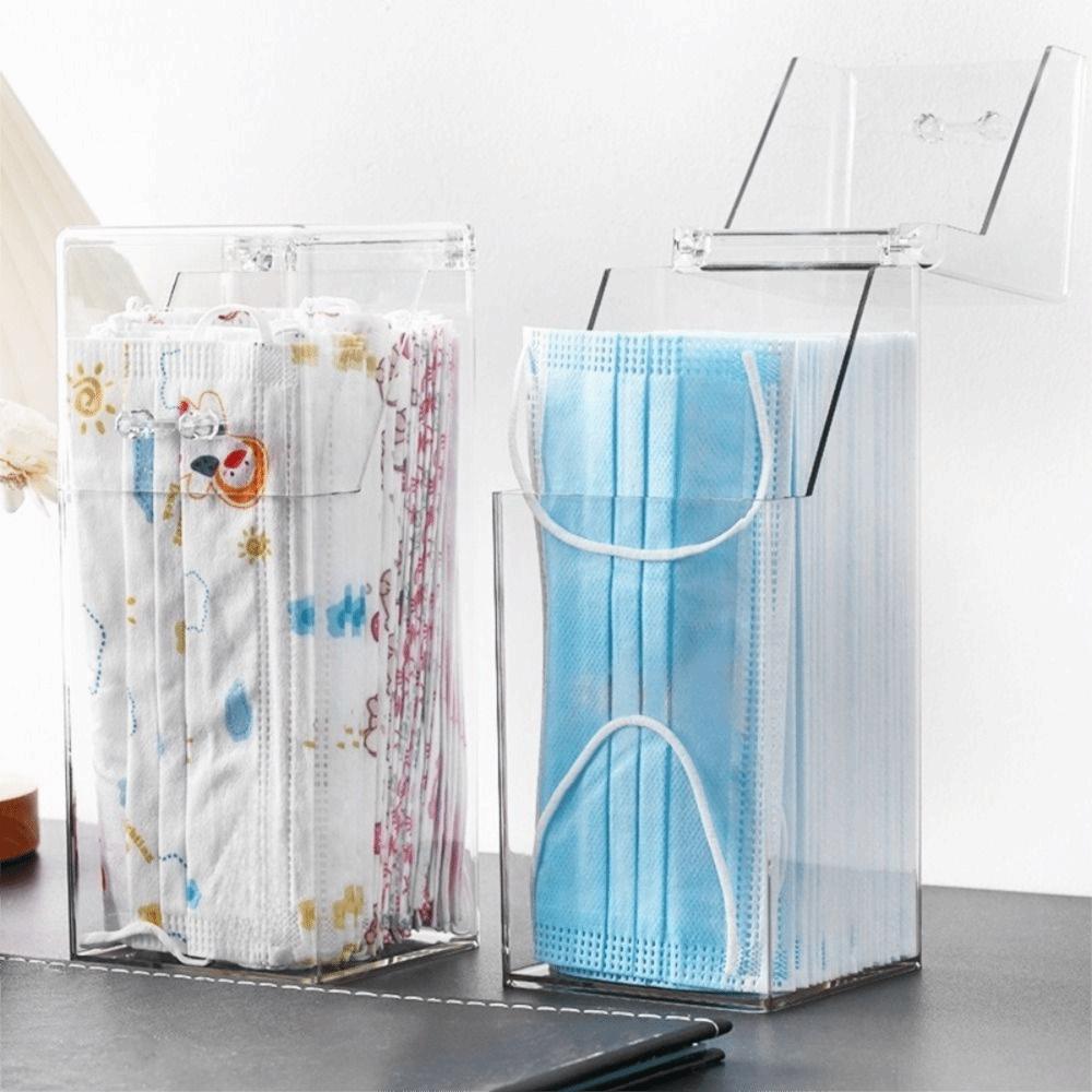 Transparent Transparent Mask Storage Box Flip Lid Pencil Storage Holder  Bathroom