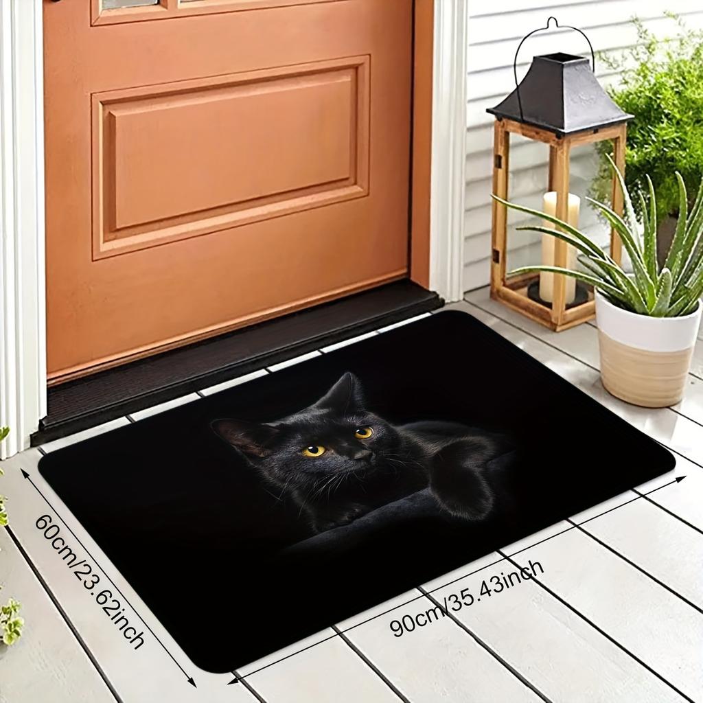 1Pcs Anti Fatigue Kitchen Rugs, Black Cat Print Waterproof Non-Slip Thick Cushioned Kitchen Mat Heavy Duty Comfort Standing Mat for Kitchen