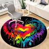 1PC Heart Rainbow Office Round Area Rug,  Mat Suitable ForOffice, Under Office Chairs Bedroom Living Room Home Decor, Room Deco