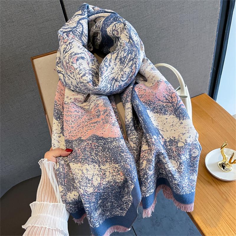 Warm Bufandas Female Women Winter Scarf Pashmina Cashmere Wraps Design Luxury Dot Print Thick Hijab Blanket Shawl Stoles