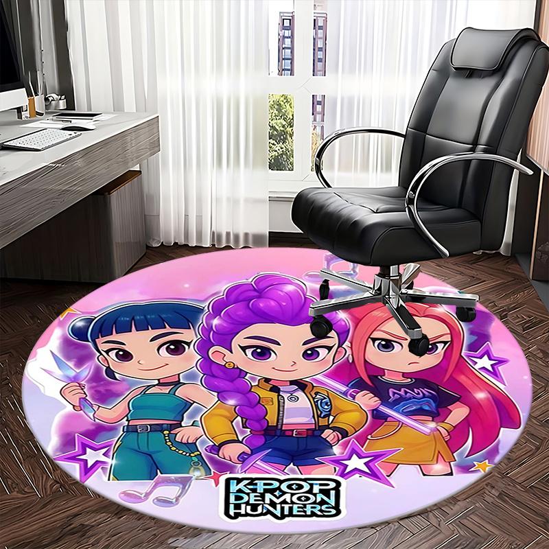 KPOP DEMON HUNTERS,Anime Characters Chair mat Round Rug Office carpet, Non slip, Suitable for Living Rooms, Bedrooms,Decor1205746a