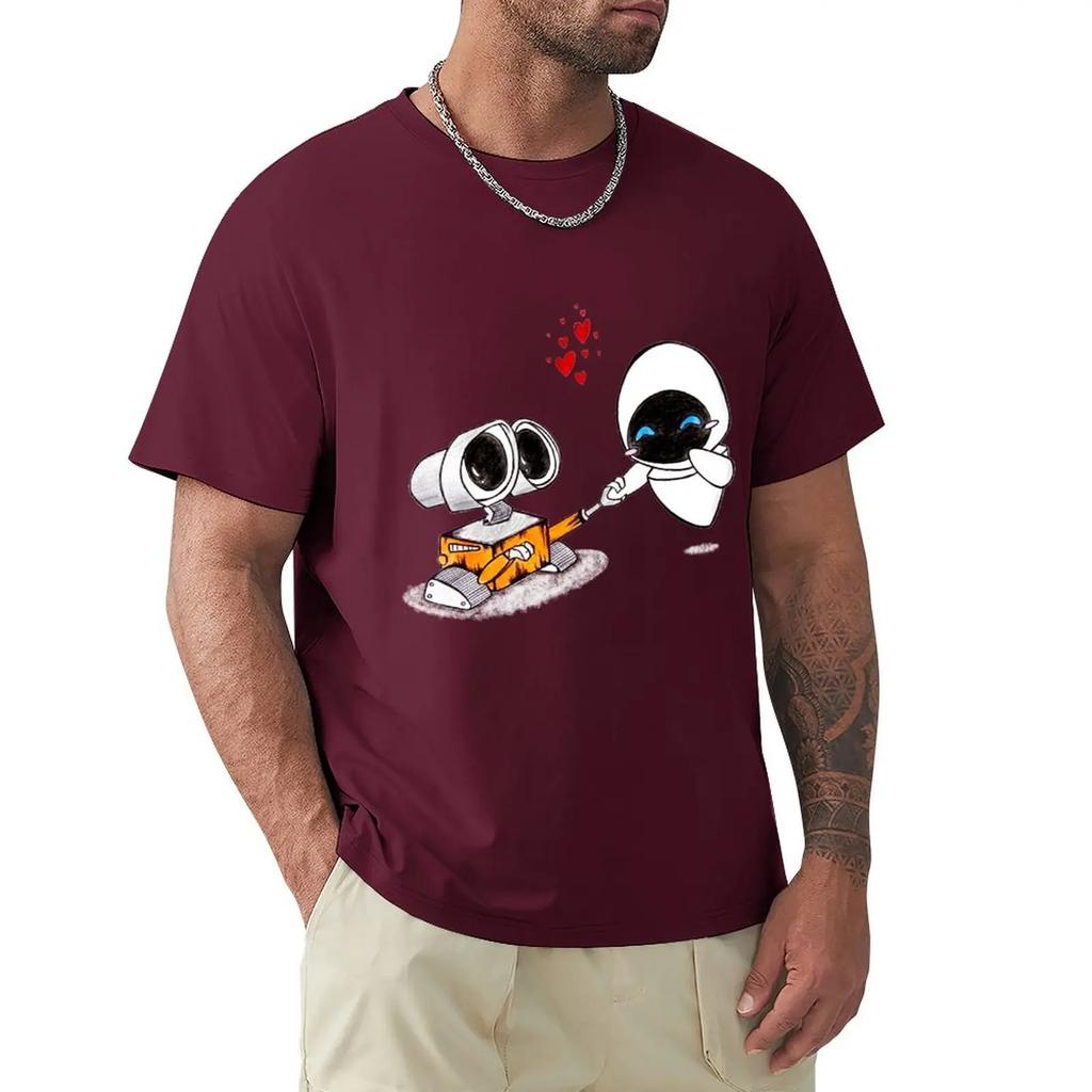 Walle Eve Pencilcolor Drawing TShirt Kawaii Clothes Vintage Clothes Mens T Shirts Casual Stylish