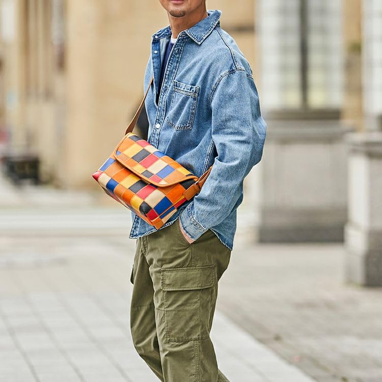 Flap Shoulder Bag Made by Official Baseball Glove Manufacturer Multicolor Sacoche Genuine Leather B5 Body Bag Small Crossbody Bag PC10 Inch Bag