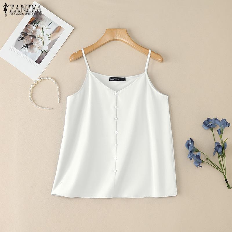 ZANZEA Womens Summer Solid Color Casual Sleeveless Straps Sling Camisoles