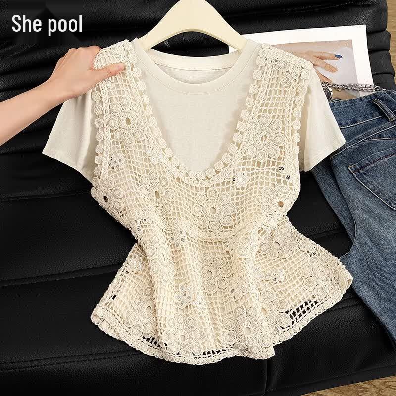 Women s Vintage Crochet Hollow-out Knit Vest Top One Size