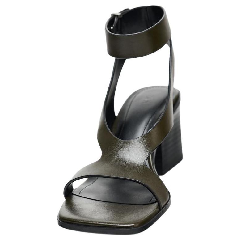 Zara Pu Lightweight Cool High Heel One Strap Sandals 7.5Cm Women Sandals Green 11300510032