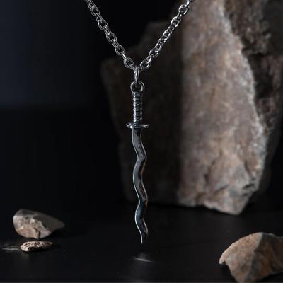 Serpent Breathing Katana Necklace Retro Necklace Samurai Sword Snake Necklace