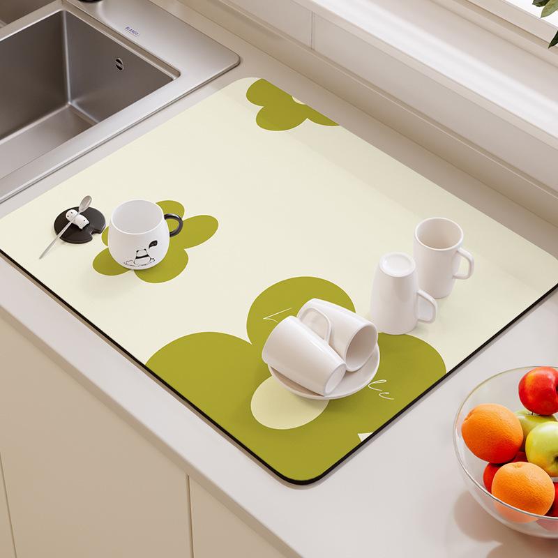 Quick-Dry Absorbent Coaster & Drain Pad for Kitchen Countertops