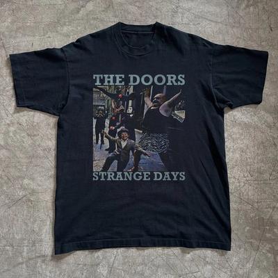 Rzadka koszulka The Doors Strange Days Topy koszulki Męska Damska, Unisex Czarna Bawełniana Koszulka Topy koszulki Męska Damska, Rozmiar S-4XL