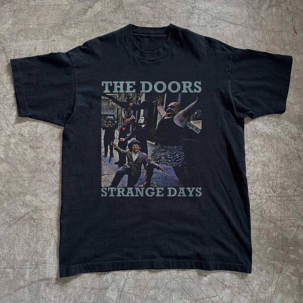 Rare The Doors Strange Days T-Shirt Tops Tees Men's Women's, Unisex Black Cotton T-Shirt Tops Tees Men's Women's, Size S-4XL