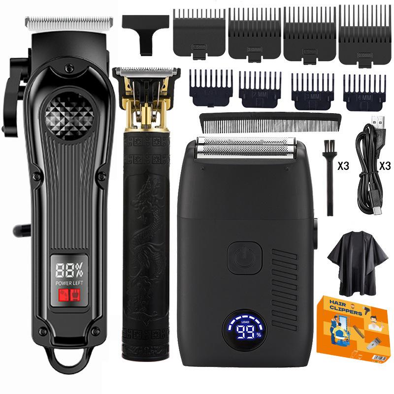 Parent-Child LCD Hair Clippers Set with Digital Display - Long-Lasting Battery Electric Trimmer and Shaver for Home Use