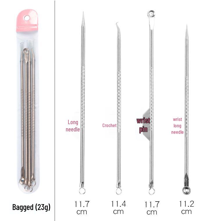 Stainless Steel 4-Piece Acne & Blackhead Removal Needle Set