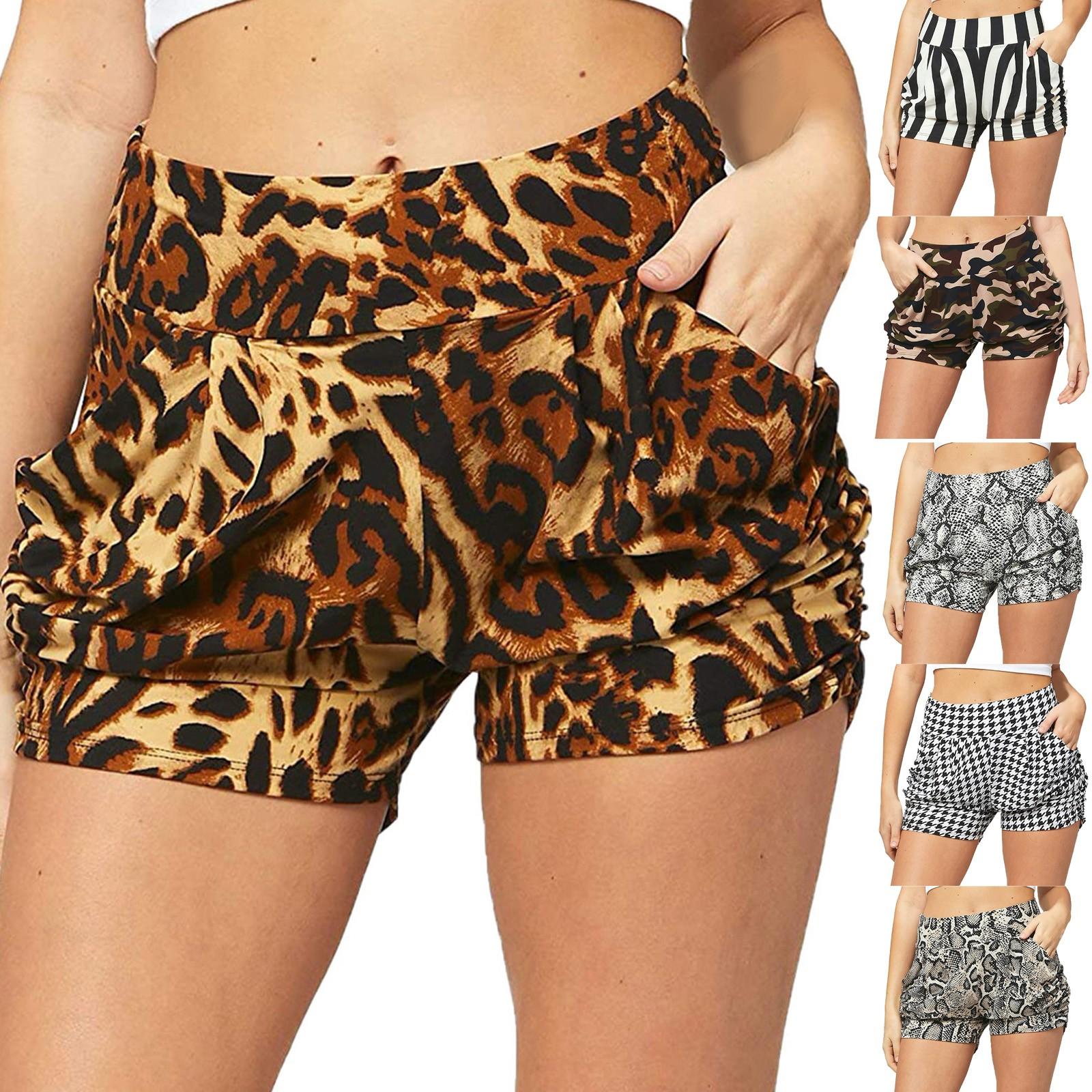 

Fashion Women Casual Print Pockets High Elasticity Soft Comfy Activewear Shorts XS жёлтый