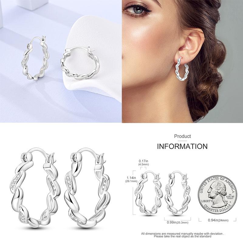 New Earrings 100% Genuine 925 Silver Women Hoop Earring Women's Wedding Engagement Girlfriend Wife Birthday Gift