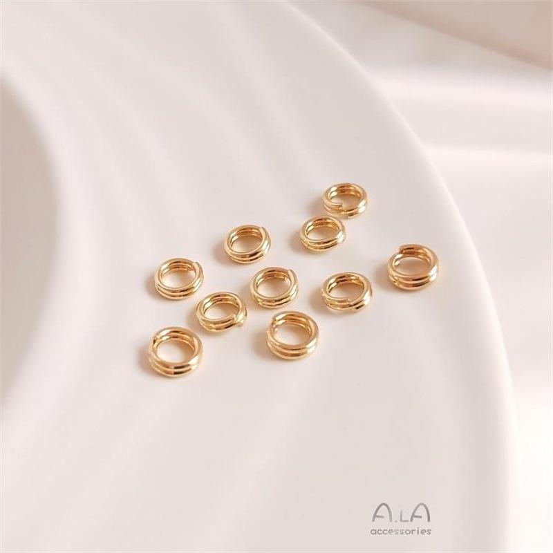 Inel de legătură dublu strat umplut cu aur de 14K pentru conservarea culorii pentru bijuterii DIY: Capace de capăt pentru colier și brățară lucrate manual, inele deschise și de legătură.