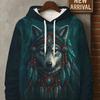 Men'S Hoodie - Tribal Wolf & Feather Headdress Graphic Pullover,