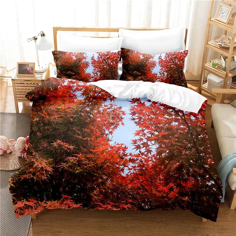 

228x228 Bed Cover Sets Winter Thick Bedclothes 3D Print Spring Autumn Scenery Luxury Bedding Sets Duvet Cover Pillowcases Soft (135x200cm)