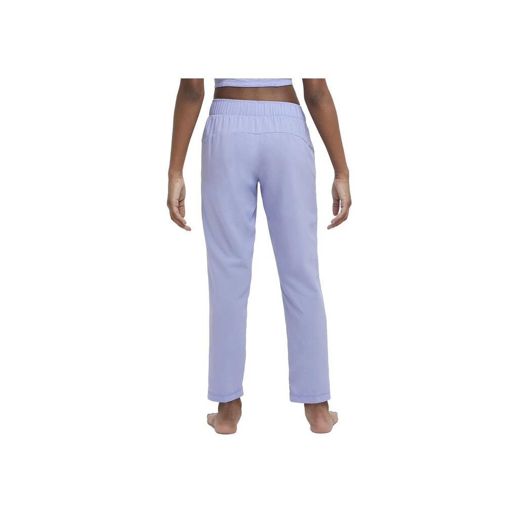 Nike Kids Yoga Dri-FIT Logo Print High-Waisted Straight-Leg Casual Knit Sports Pants Kids pants Purple DN2218-569