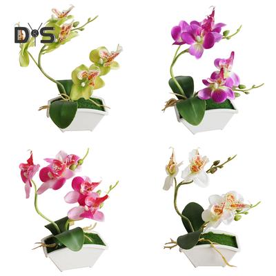 Sztuczny kwiat orchidei motyla Phalaenopsis Wystrój biura domowego z doniczką