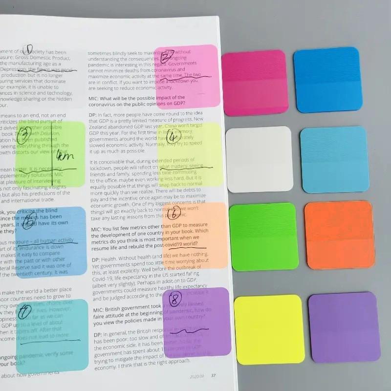 Bunte Registerreiter: Formstanz-Haftnotizen, Transparentes PET, Fluoreszierend, Klein Rund, Wiederverwendbare Sticker, Set mit 160 Blatt