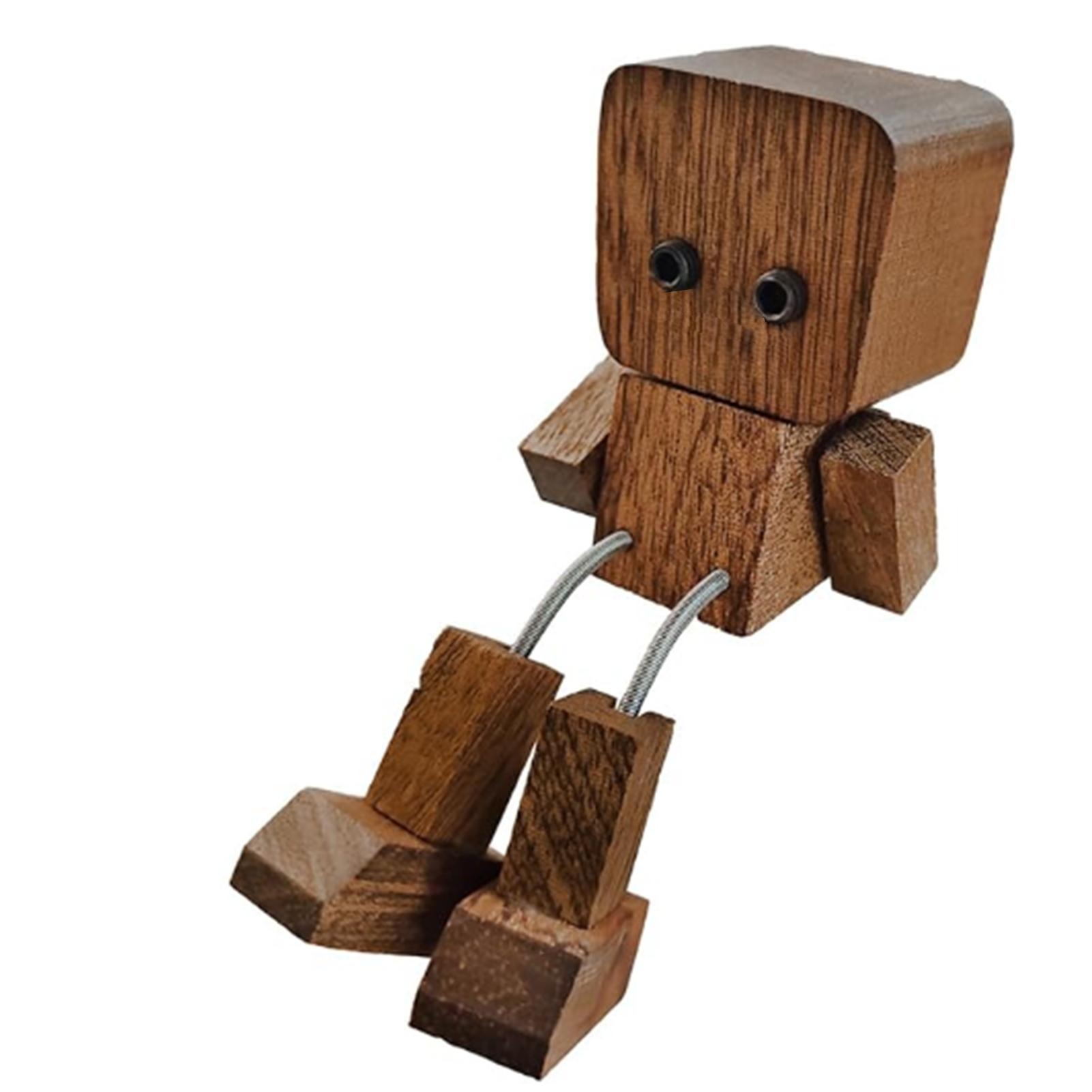 

Shaking Wooden Man Figurine Handmade Shaking Feet Wooden Doll Car Dashboard Desktop Decoration Ornament