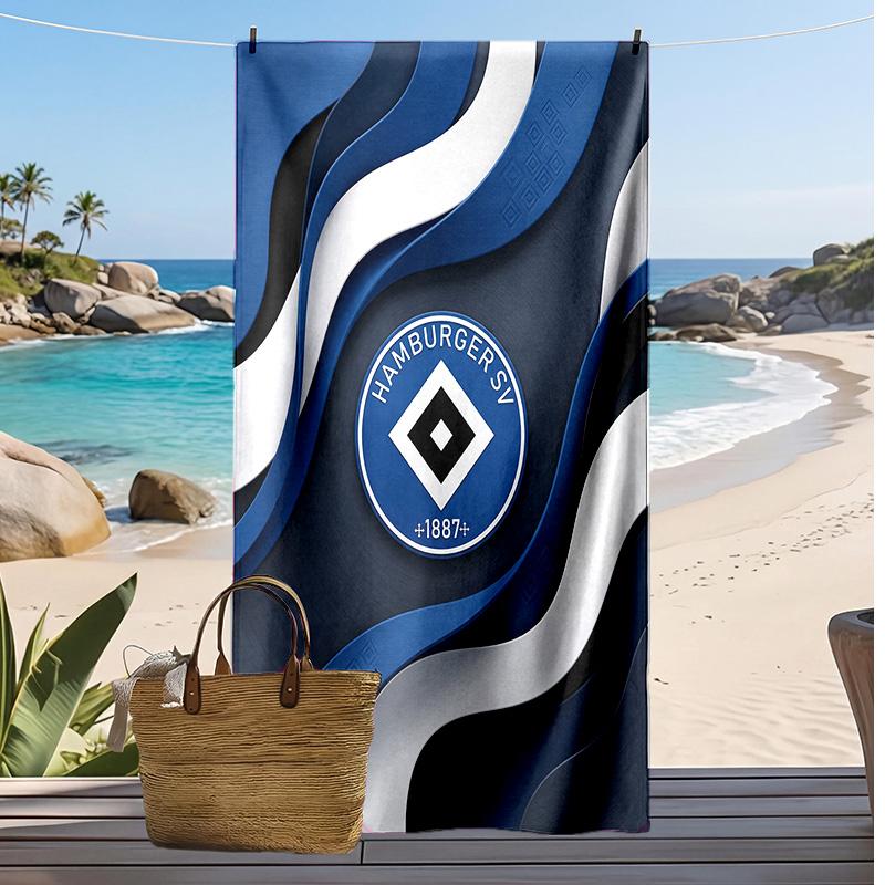 Hamburger SV Football Print Beach Towel, Large Soft Quick Dry Towel for Beach Camping Swimming