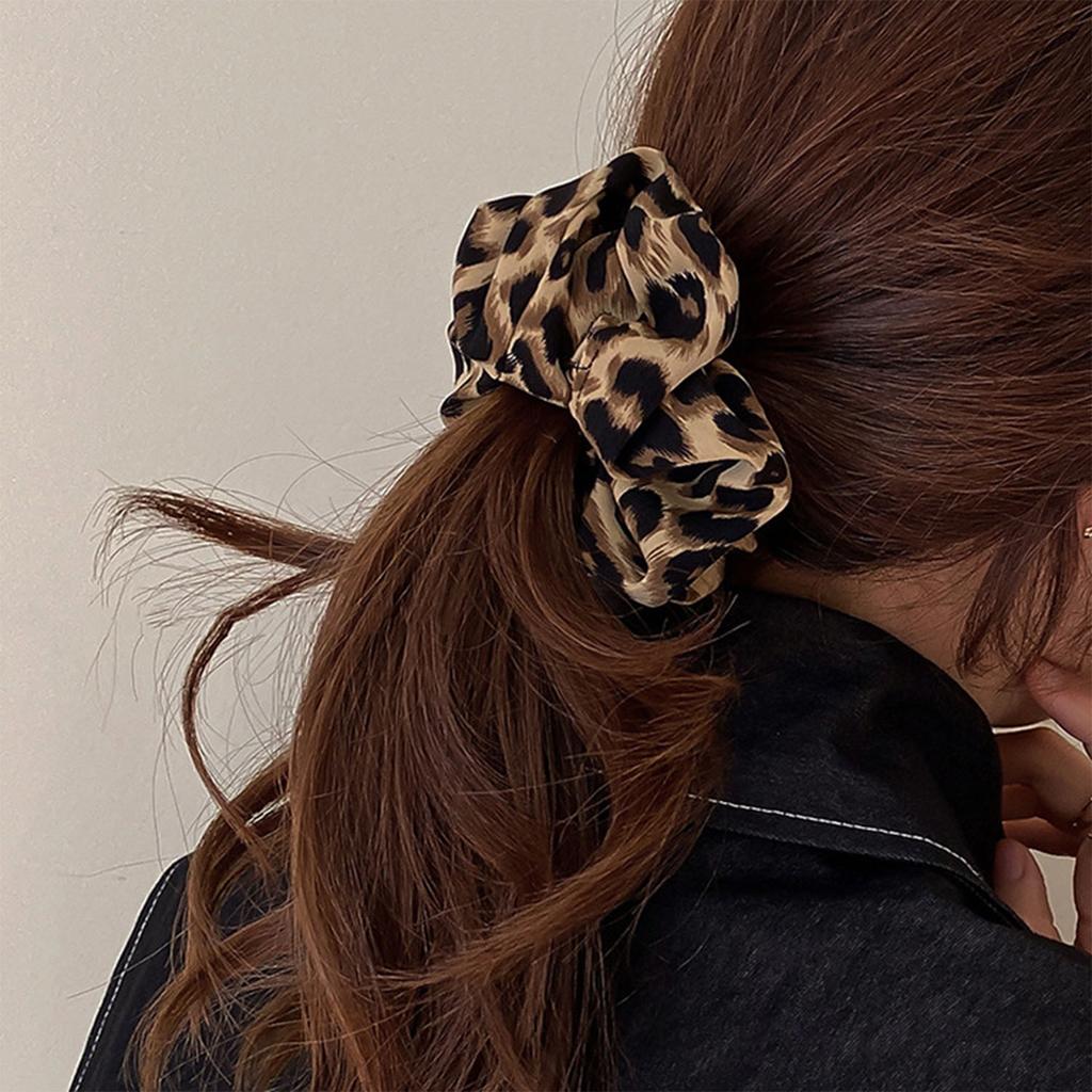 Koreanischer großer Leoparden-Scrunchie für Damen, elastische Haarbänder, schlichtes Vintage-Haarseil, Haargummis, Kopfschmuck, Haarschmuck für Mädchen