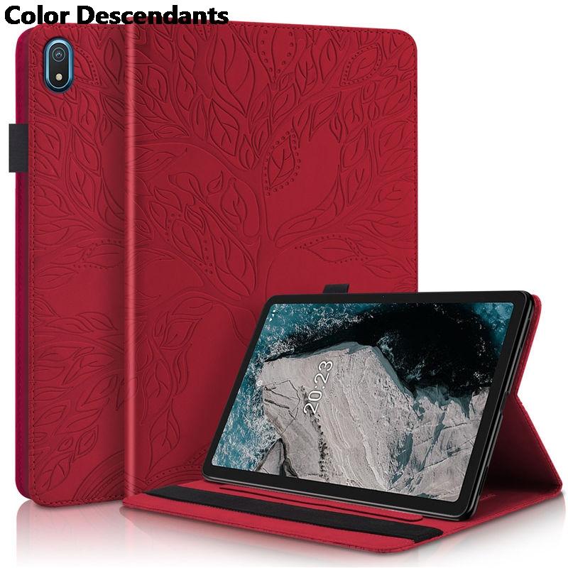 

for Nokia T20 2021 Case TA-1392 TA-1397 TA-1394 Smart Cover Tablet 3D Tree Embossed Stand Funda for Nokia T20 10.4 inch 2021 For Nokia T20 2021 красный