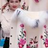 Chaqueta Corta Bordada con Flores para Mujer, Talla Grande, con Cuello de Piel Sintética de Visón de Invierno
