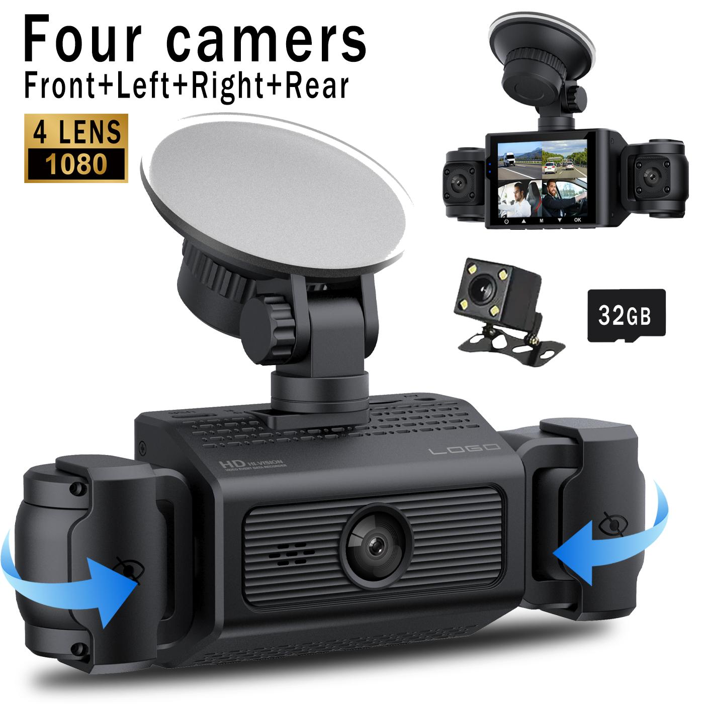 

Карта памяти SD 64 ГБ 4 объектива Новый видеорегистратор с четырьмя режимами записи HD, Автомобильное ночное видение Автомобильный передний и задний левый и правый. 64G чёрный