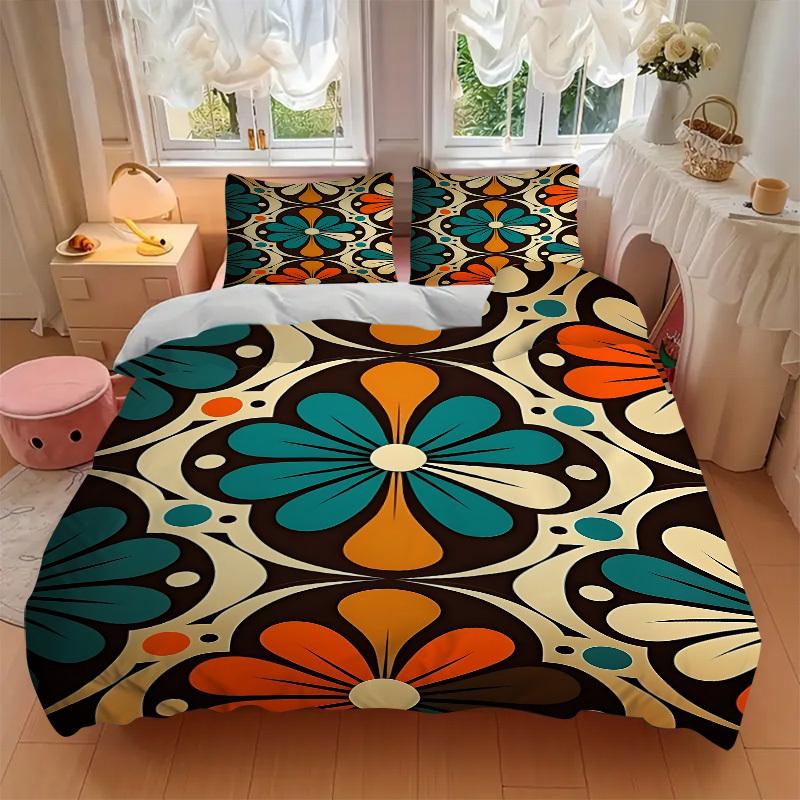 3pc Floral Pattern Cover Set - 1 Quilt Cover + 2 Pillowcases, All Seasons Bedroom Setting, Perfect for Home036