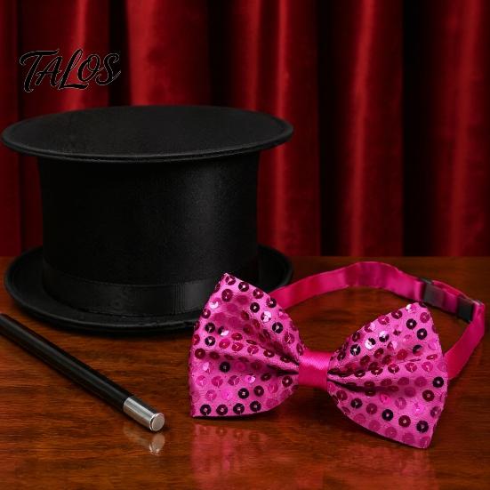 Adult Child Formal Wear Sparkly Sequin Bow Tie, Adjustable Glitter Necktie for Men, Shining Magic Show Tie Shiny Pre-Tied Neck Ties Banquet, Carnival