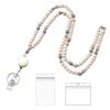 Retractable ID Badge Holder Lanyard Natural Wood Bead Bead Teacher Lanyard  School Use