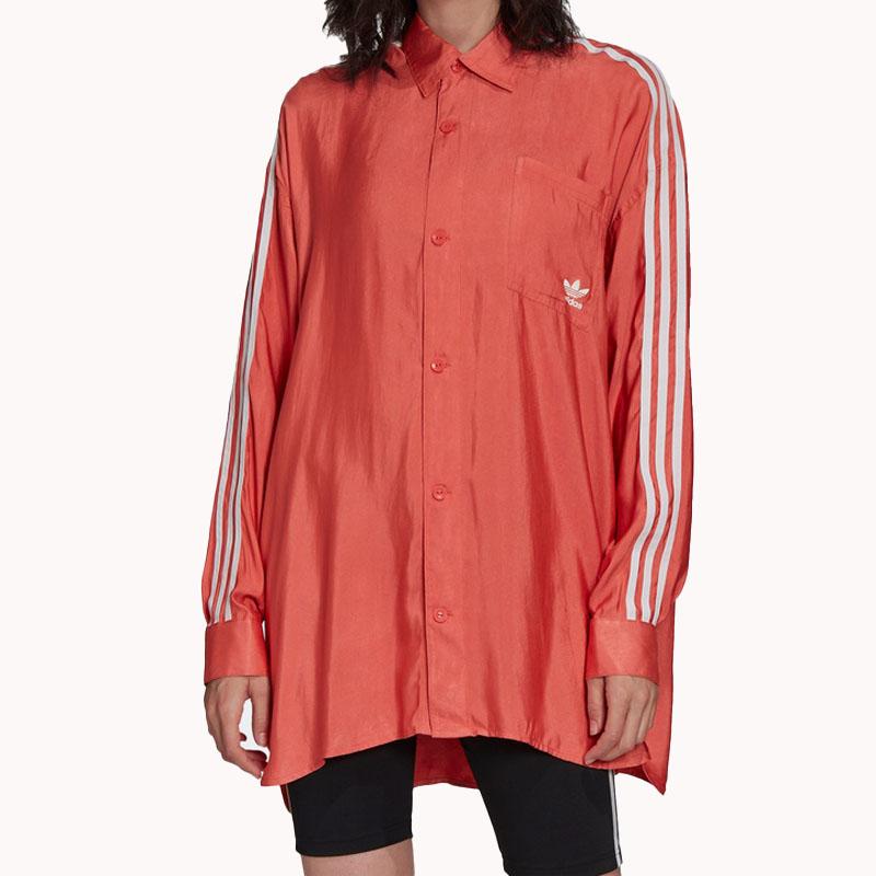 adidas Camicie Originali Donna Rosso Chiaro Collo a Punta Camicia Moderata FM2634