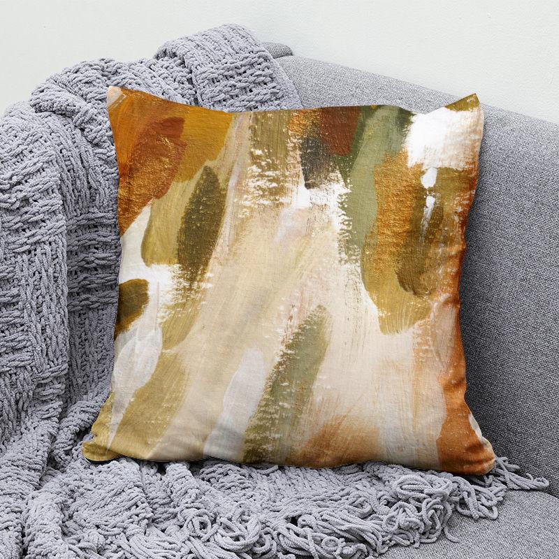 Niche Earth Color Simple Pillow B&B Sofa Back Cushion High-end Pillow Cover Double-sided Printing