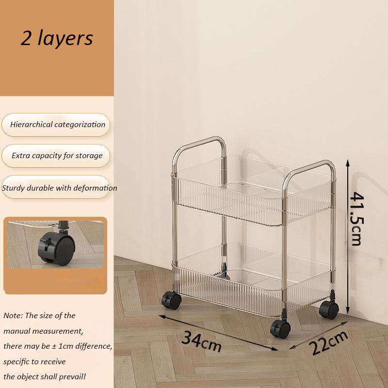 UNTIOR Transparent acrylic trolley cosmetics bedroom living room snack storage shelf bathroom mobile home shelfstorage shelf 5700₽