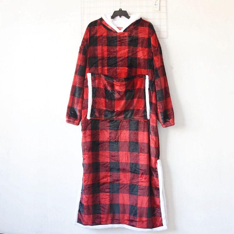 Export Single Winter Double Layer Thickened Flannel Heattech Hooded Pajamas Nightgown Lengthened Plus Size Couple Home Wear