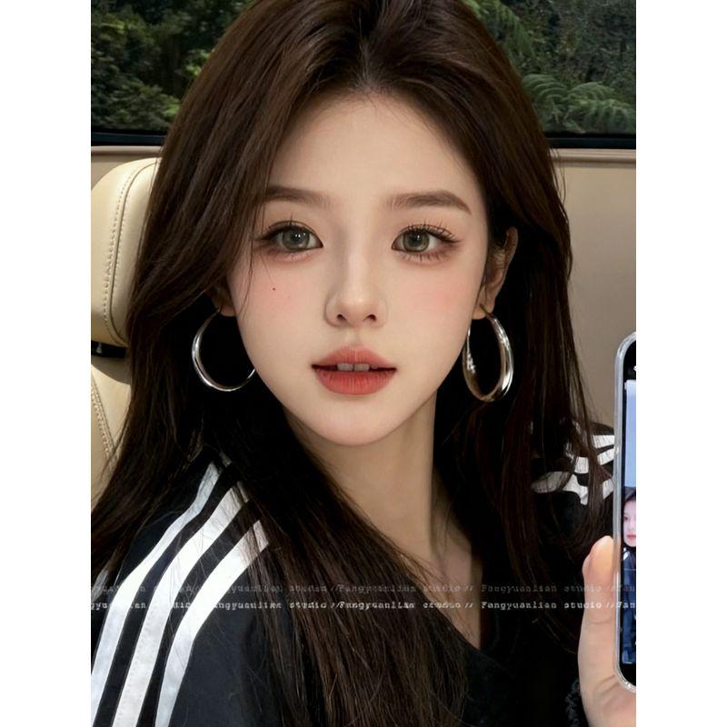 Square and round Face Tiancai ~ European and American Big Circle Earrings Women 2025 New Popular High-Grade Ear Ring Cold Style Earrings