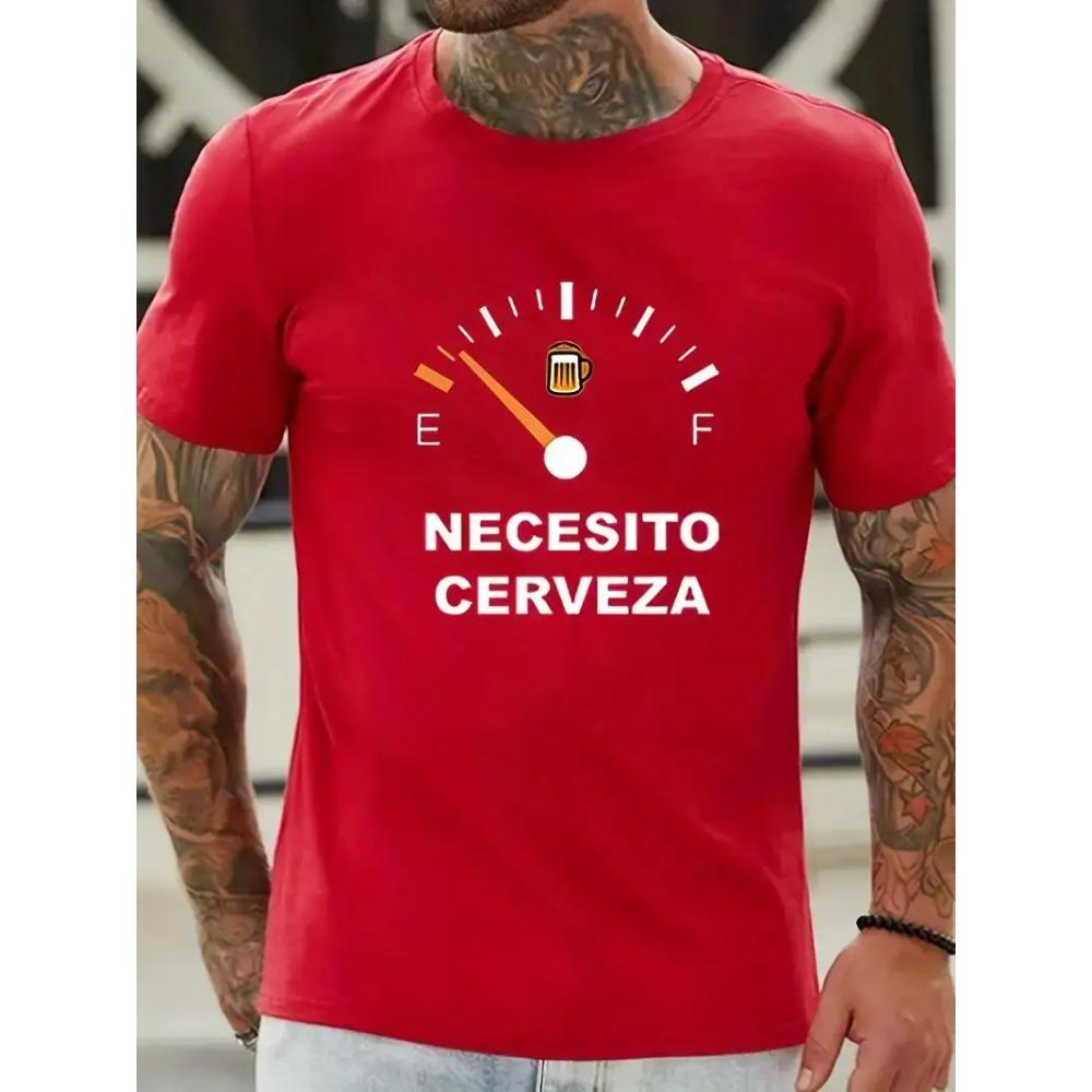 

Мужская футболка с забавным принтом «I Need Beer» — дышащая и мягкая повседневная одежда для лета, короткий рукав, удобный крой. XXXL красный