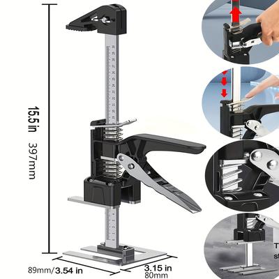 2 PCS Labor Saving Arm Tool-15.5 Inch Portable Height Adjustable Lift Jack,Precision Clamping Hand Device for Drywall,Tile Locat